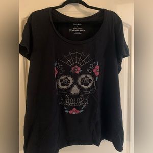 Torrid Sugar Skull Scoop Neck Tee